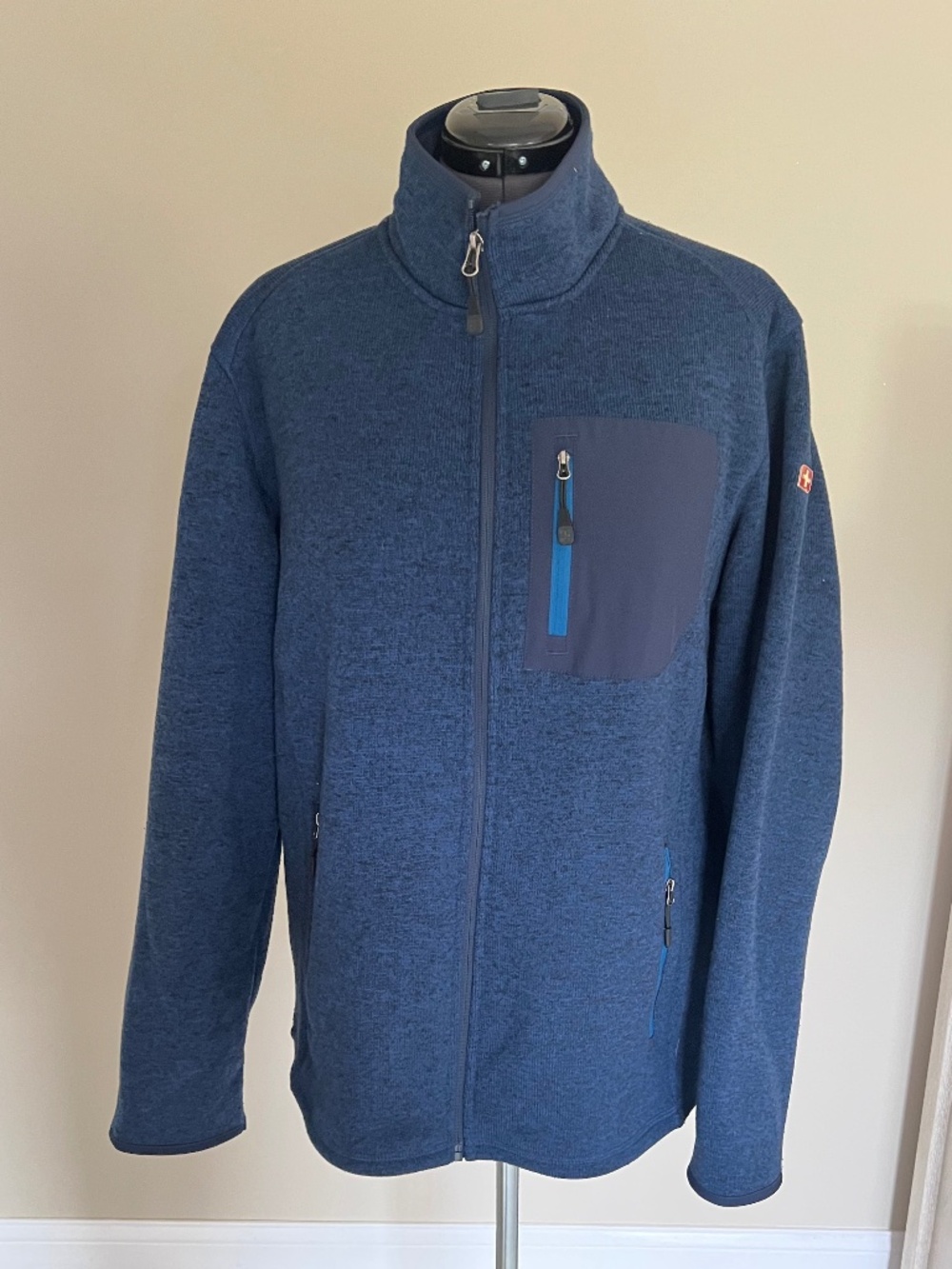 Swiss Tech Shirt Jacket Size L Mens Blue Full Zip Fleece